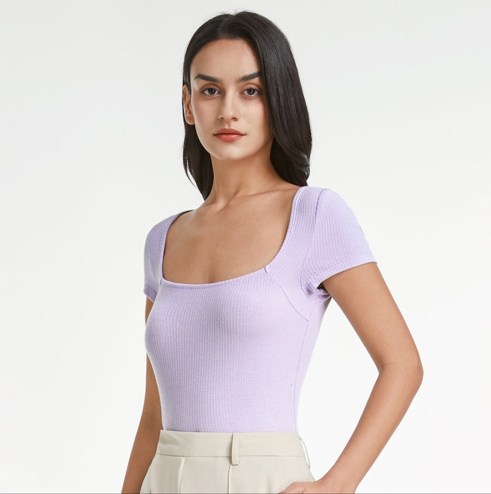 Square Neck Lilac Top